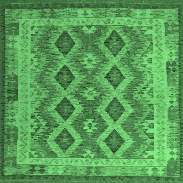 Square Southwestern Emerald Green Country Rug, con1116emgrn
