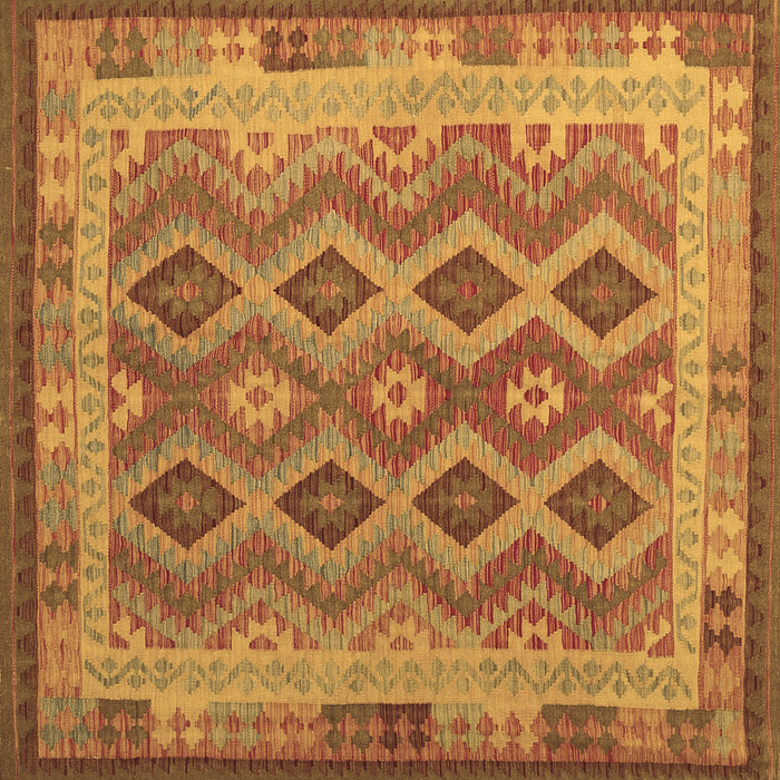 Square Machine Washable Southwestern Brown Country Rug, wshcon1116brn