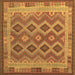 Square Machine Washable Southwestern Brown Country Rug, wshcon1116brn