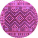 Round Machine Washable Oriental Purple Traditional Area Rugs, wshcon1117pur