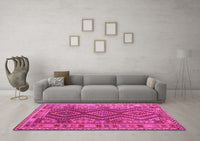 Machine Washable Oriental Pink Traditional Rug, wshcon1117pnk