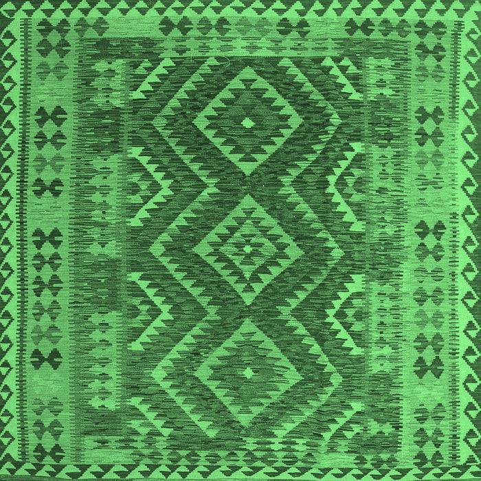 Square Oriental Emerald Green Traditional Rug, con1117emgrn