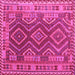 Square Machine Washable Oriental Pink Traditional Rug, wshcon1117pnk