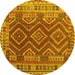 Round Oriental Yellow Traditional Rug, con1117yw