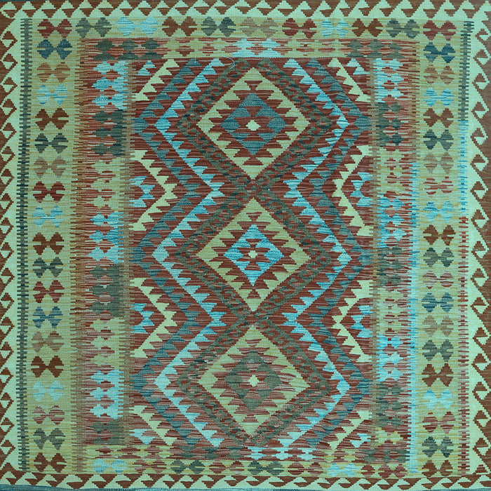Square Machine Washable Oriental Light Blue Traditional Rug, wshcon1117lblu
