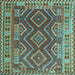 Square Machine Washable Oriental Light Blue Traditional Rug, wshcon1117lblu