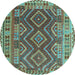 Round Oriental Light Blue Traditional Rug, con1117lblu