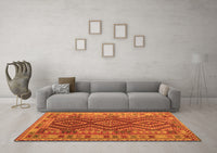 Machine Washable Oriental Orange Traditional Rug, wshcon1117org