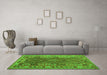 Machine Washable Oriental Green Traditional Area Rugs in a Living Room,, wshcon1117grn