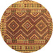 Round Oriental Brown Traditional Rug, con1117brn