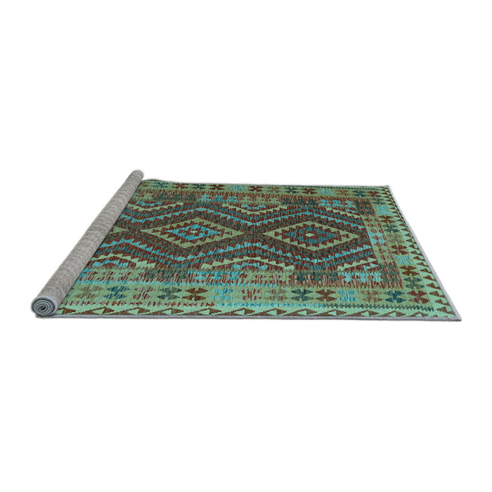 Sideview of Machine Washable Oriental Light Blue Traditional Rug, wshcon1117lblu