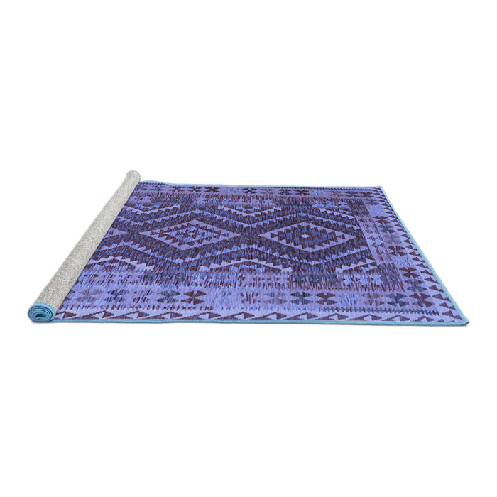Sideview of Machine Washable Oriental Blue Traditional Rug, wshcon1117blu