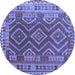 Round Machine Washable Oriental Blue Traditional Rug, wshcon1117blu