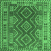 Square Machine Washable Oriental Emerald Green Traditional Area Rugs, wshcon1117emgrn