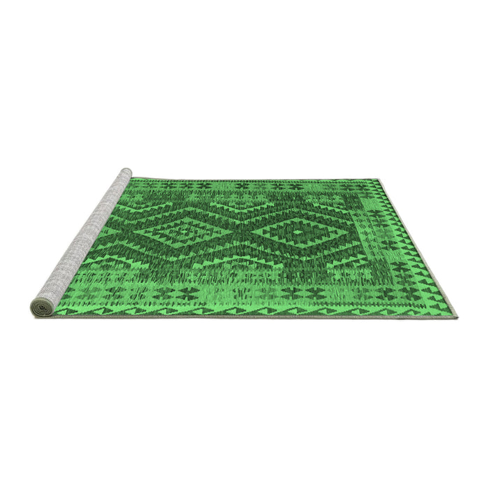 Sideview of Machine Washable Oriental Emerald Green Traditional Area Rugs, wshcon1117emgrn