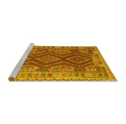 Sideview of Machine Washable Oriental Yellow Traditional Rug, wshcon1117yw