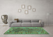 Machine Washable Oriental Turquoise Traditional Area Rugs in a Living Room,, wshcon1117turq