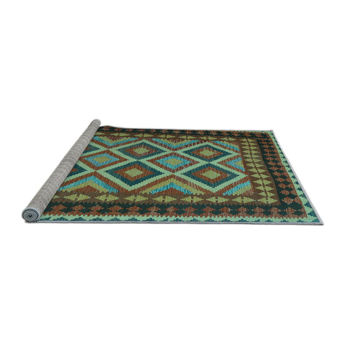Sideview of Machine Washable Oriental Light Blue Traditional Rug, wshcon1118lblu