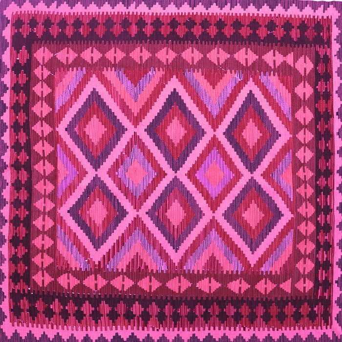 Square Machine Washable Oriental Pink Traditional Rug, wshcon1118pnk