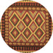 Round Machine Washable Oriental Brown Traditional Rug, wshcon1118brn