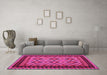 Machine Washable Oriental Pink Traditional Rug in a Living Room, wshcon1118pnk