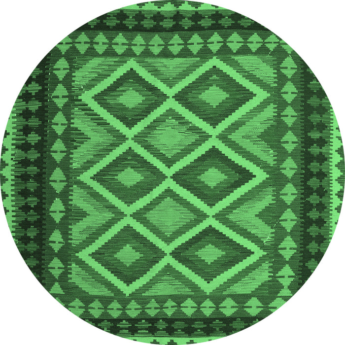 Round Oriental Emerald Green Traditional Rug, con1118emgrn