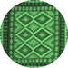 Round Oriental Emerald Green Traditional Rug, con1118emgrn