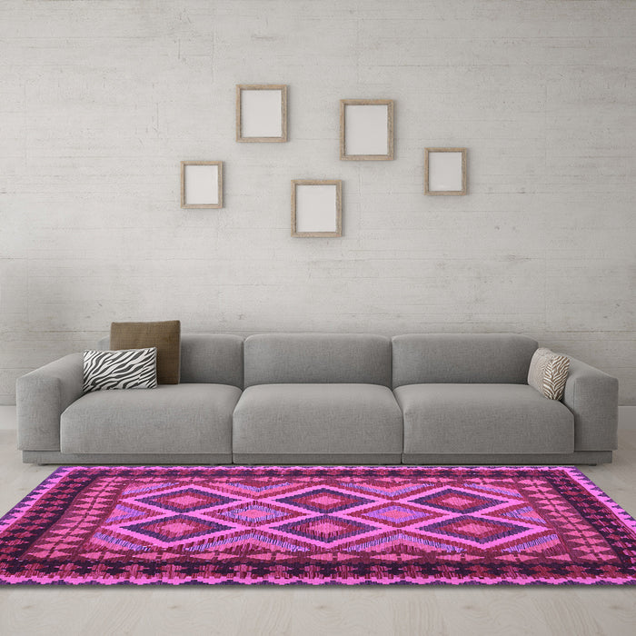 Machine Washable Oriental Purple Traditional Area Rugs in a Living Room, wshcon1118pur