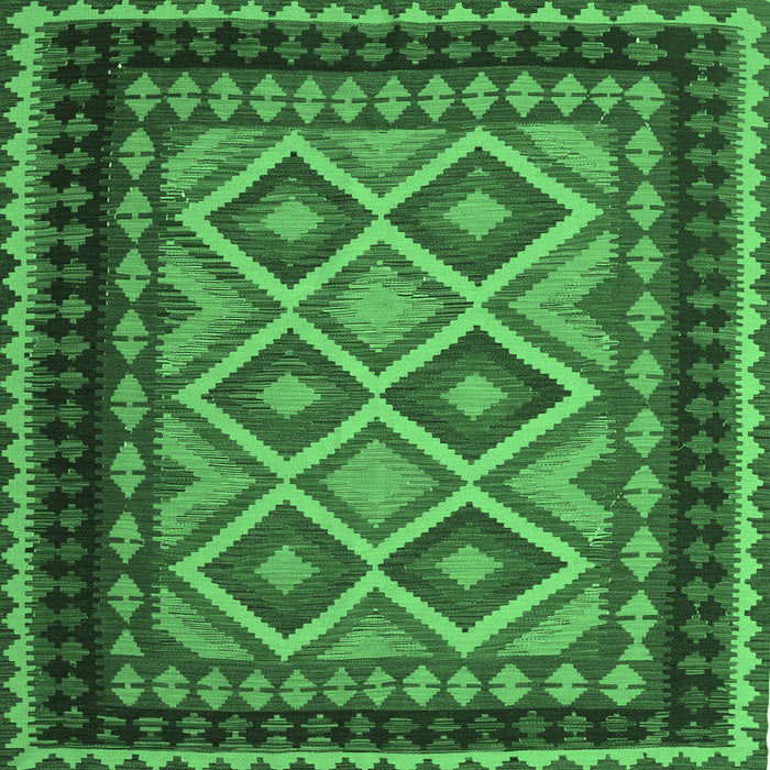 Square Oriental Emerald Green Traditional Rug, con1118emgrn