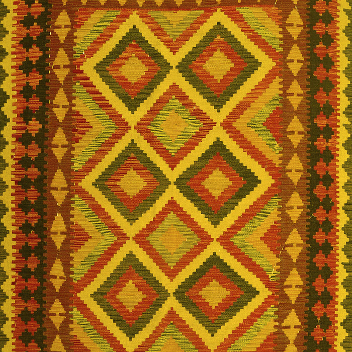 Machine Washable Oriental Yellow Traditional Rug, wshcon1118yw