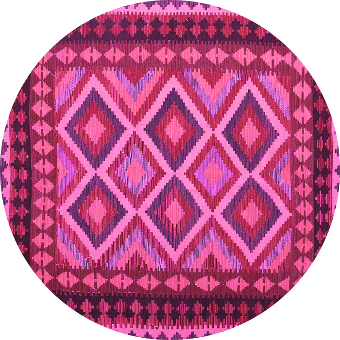 Round Machine Washable Oriental Pink Traditional Rug, wshcon1118pnk