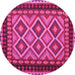 Round Machine Washable Oriental Pink Traditional Rug, wshcon1118pnk