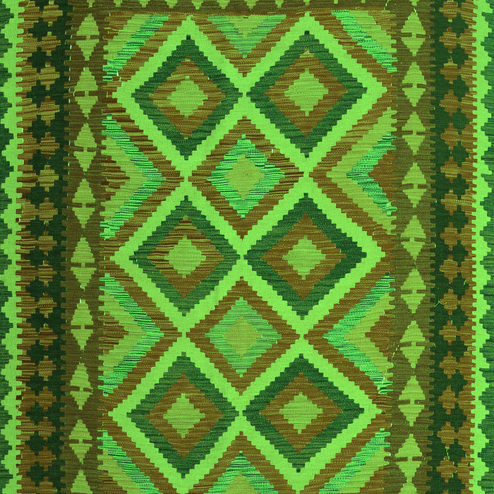 Serging Thickness of Machine Washable Oriental Green Traditional Area Rugs, wshcon1118grn