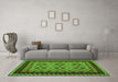 Machine Washable Oriental Green Traditional Area Rugs in a Living Room,, wshcon1118grn