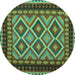 Round Oriental Turquoise Traditional Rug, con1118turq