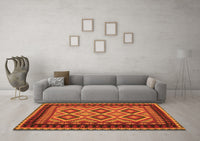 Machine Washable Oriental Orange Traditional Rug, wshcon1118org