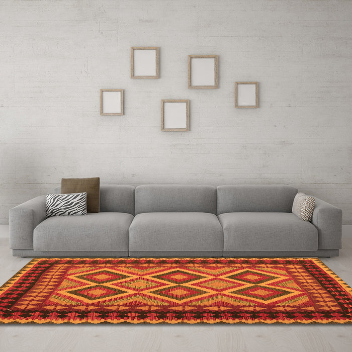 Machine Washable Oriental Orange Traditional Area Rugs in a Living Room, wshcon1118org