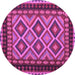 Round Machine Washable Oriental Purple Traditional Area Rugs, wshcon1118pur