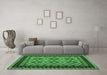 Machine Washable Oriental Emerald Green Traditional Area Rugs in a Living Room,, wshcon1118emgrn