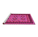 Sideview of Machine Washable Oriental Pink Traditional Rug, wshcon1118pnk