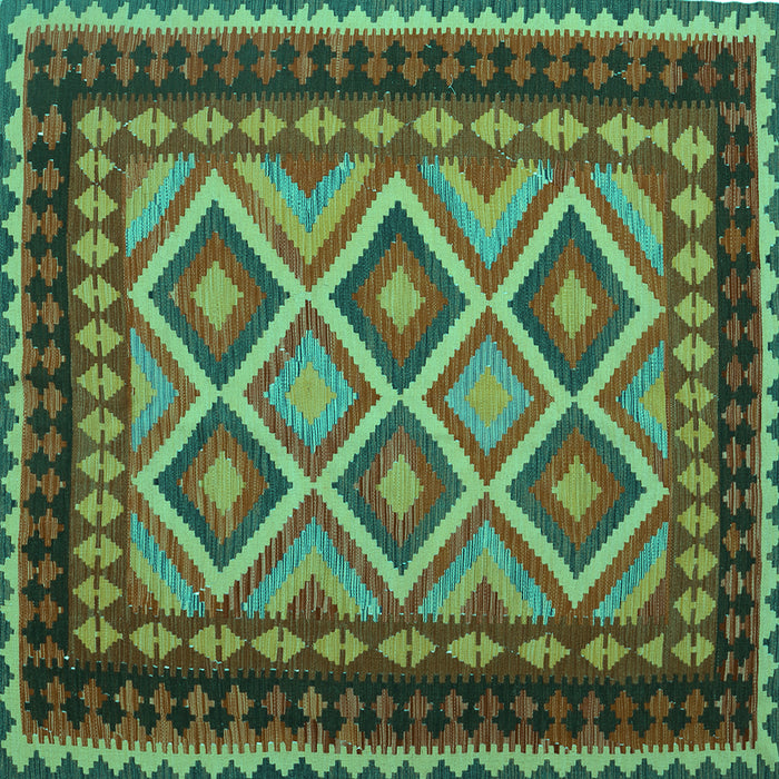 Square Oriental Turquoise Traditional Rug, con1118turq
