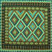 Square Oriental Turquoise Traditional Rug, con1118turq