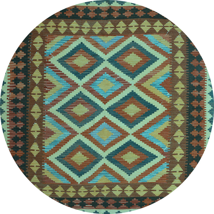 Round Oriental Light Blue Traditional Rug, con1118lblu