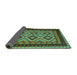 Sideview of Oriental Turquoise Traditional Rug, con1118turq