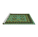 Sideview of Machine Washable Oriental Turquoise Traditional Area Rugs, wshcon1118turq