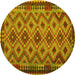 Round Southwestern Yellow Country Rug, con1119yw