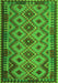 Serging Thickness of Machine Washable Southwestern Green Country Area Rugs, wshcon1119grn