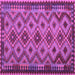 Square Machine Washable Southwestern Purple Country Area Rugs, wshcon1119pur