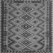 Round Machine Washable Southwestern Gray Country Rug, wshcon1119gry