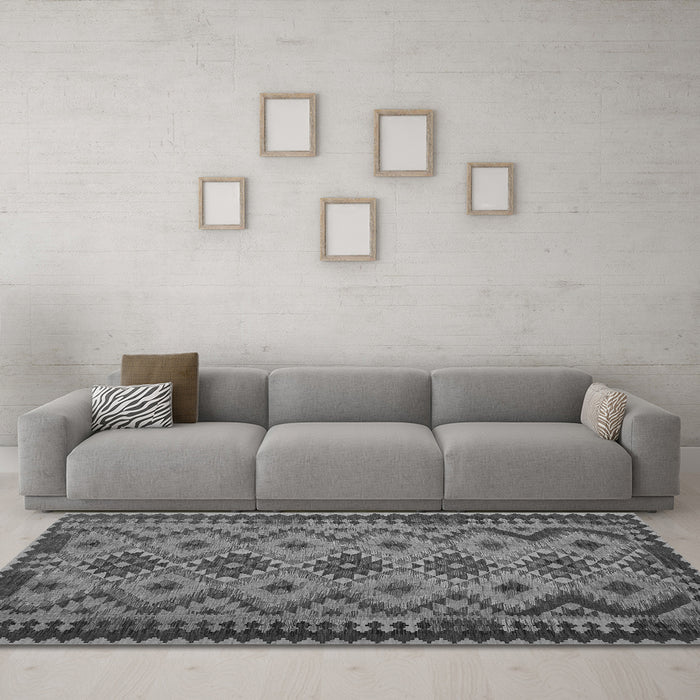 Machine Washable Southwestern Gray Country Rug in a Living Room,, wshcon1119gry